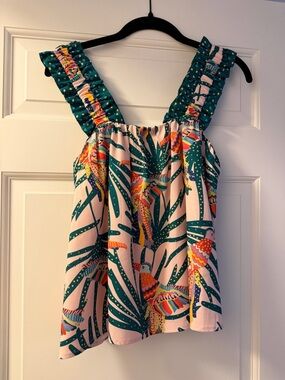 Crosby Emerald Green & Pink Tropical Printed Tank